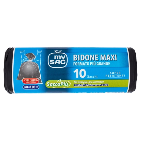 my Sac Bidone Maxi Formato Più Grande 80x120cm Sacchi 10 pz